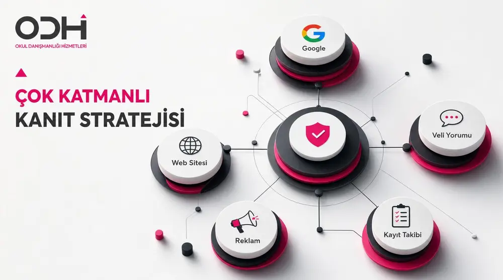 Anaokulları için Google görünürlüğü, web sitesi, veli yorumu, yapay zekâ görünürlüğü ve kayıt takibinden oluşan çok katmanlı kanıt stratejisi