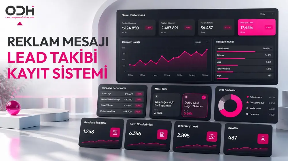 Anaokulu reklam mesajı, form, WhatsApp ve lead takibi sistemi