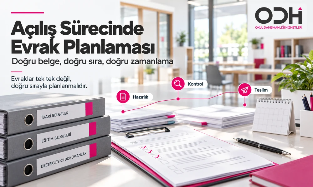 Anaokulu açılış dosyasında evrakların tadilat, personel ve resmi başvuru takvimine göre planlanması